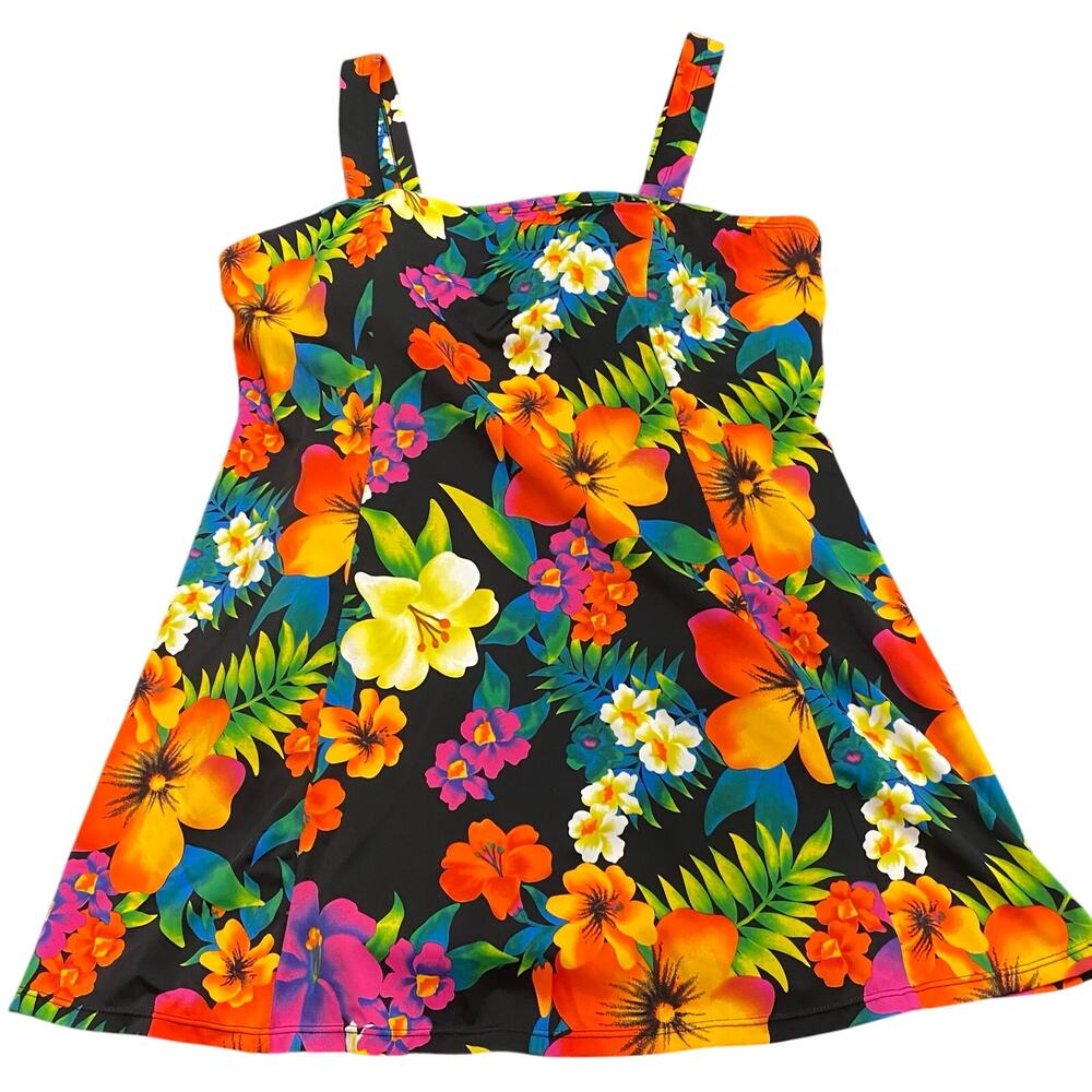 Swim 365 Tropical Floral Swim Dress Plus Size 20W One Piece Swimdress Modest